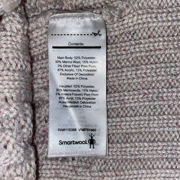 Smartwool Knit Beanie with faux fur Pom Pom Blush/Cream OS - Picture 3 of 5